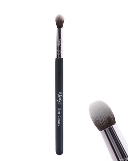 The Eye Brush Set - Close-up of the Nanshy Eye Crease brush with soft antibacterial synthetic bristles and a pearl-coated handle.