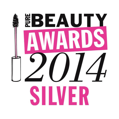 Pure Beauty Awards 2014 Silver Winner Logo with Mascara Wand Icon