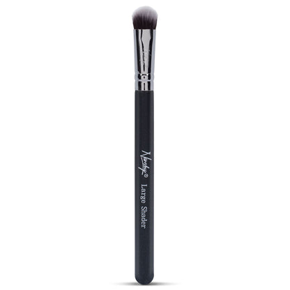 Black Large Shader makeup brush with soft, antibacterial synthetic bristles and a pearl-coated handle, perfect for even eyeshadow application.